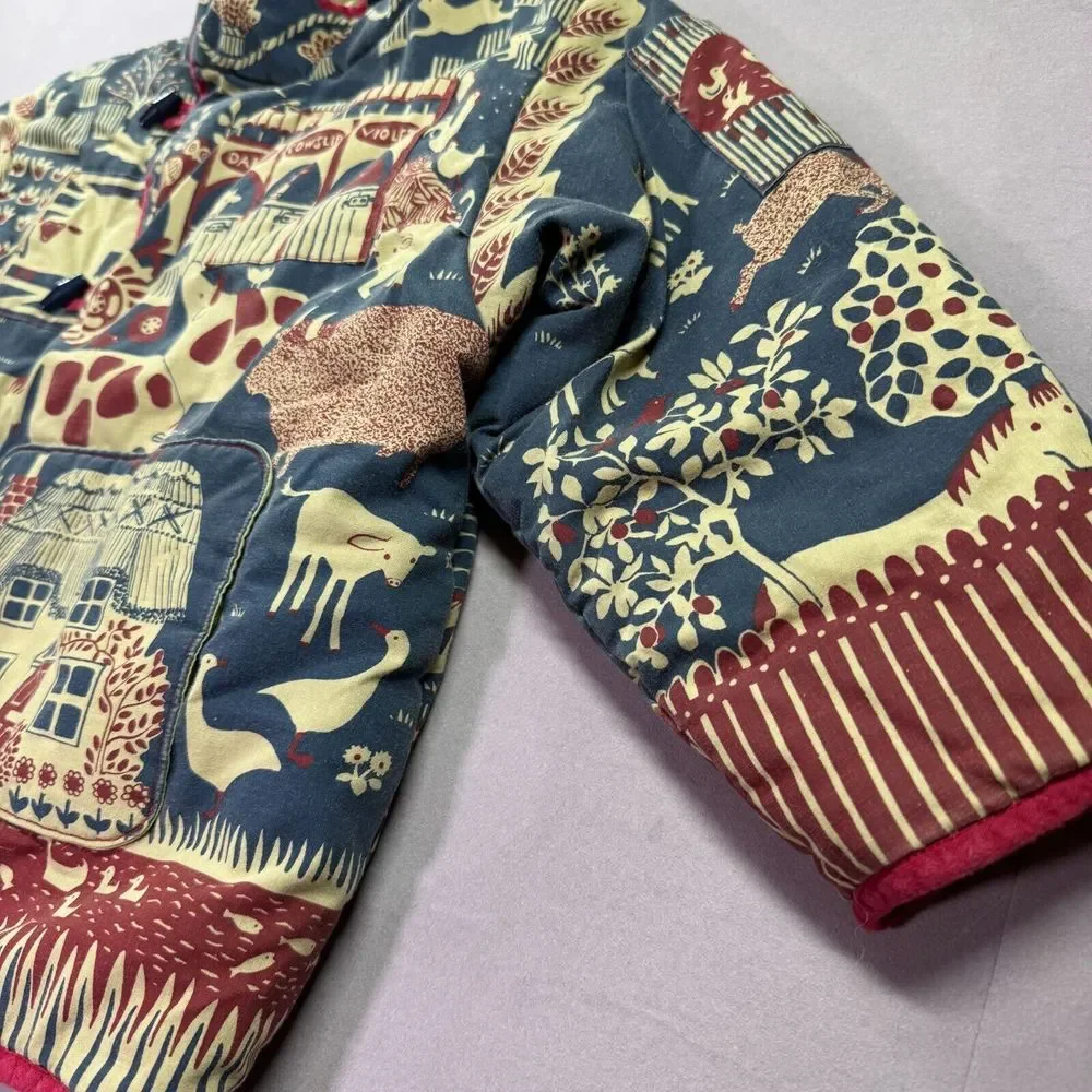Asian Jacket Kids S/M Cows Horses Quilted Imperial Tang Chinese‎ Toggle Button